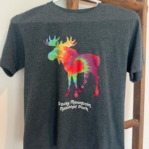 Rocky Mountain National Park Watercolor Moose T Shirt Gildan Youth Medium